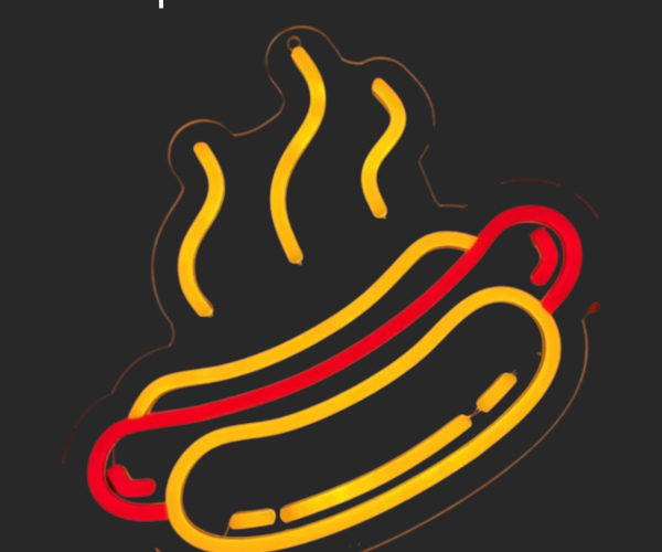 Вивіска fast food hot dog, неонова 50х50 cm 