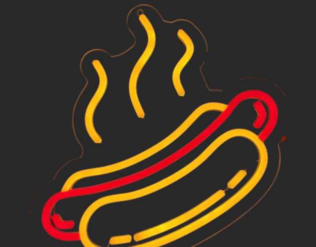 Вивіска fast food hot dog, неонова 50х50 cm 